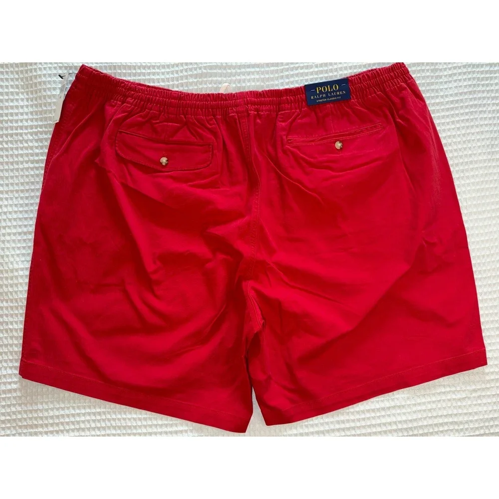Polo Ralph Lauren Shorts Mens 4XB Red Stretch Classic Fit Drawstring Pony Logo